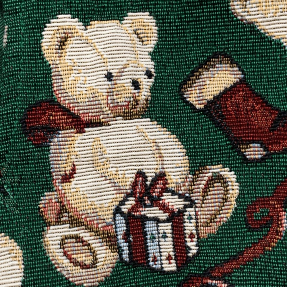 Vintage Christmas Teddy Bear Vest Green Holiday Novelty Waistcoat Whimsical - Picture 9 of 11